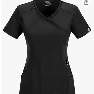 Black Cherokee Women's Infinity Mock Wrap Scrubs Top